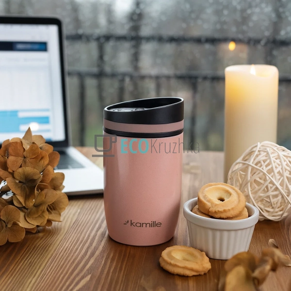 Термокружка Kamille 300 мл з нержавіючої сталі Рожевий E ... Термокружка Kamille 300 мл з нержавіючої сталі Рожевий E ...