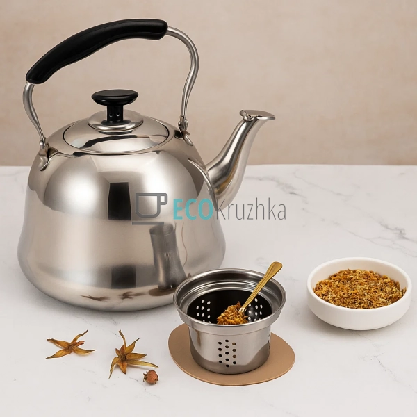 Чайник з фільтром-ситечком з нержавіючої сталі, 1.5 літр ...