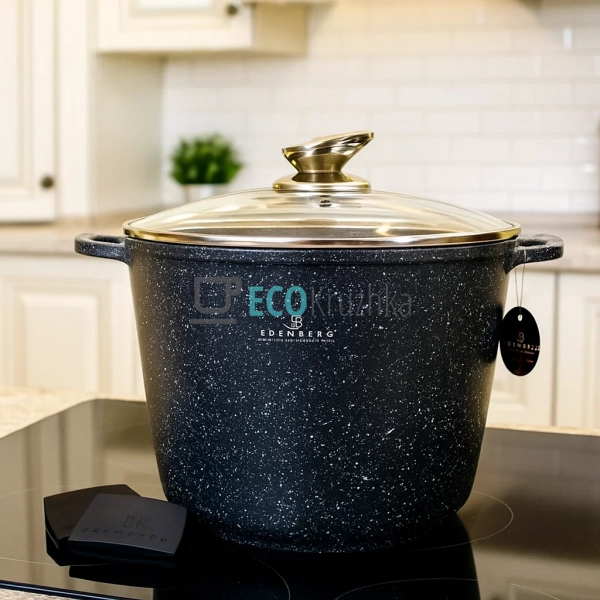 Каструля-казан 10 л Edenberg з гранітним покриттям та ск ...
