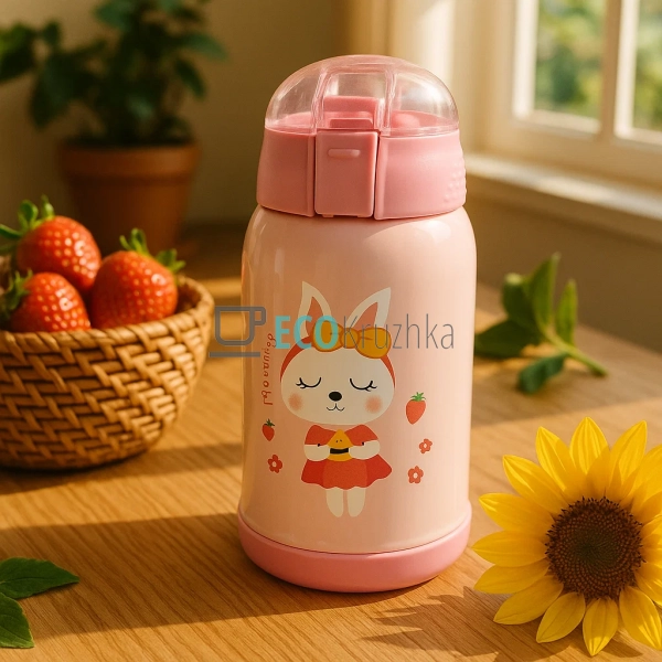 Термос дитячий поїлка з трубочкою Зайчик 400 мл EK12426 Термос дитячий поїлка з трубочкою Зайчик 400 мл EK12426
