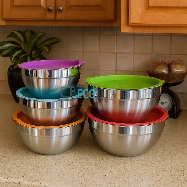 Набір кольорових салатників 5 шт нержавіючих EB-3636 Набір кольорових салатників 5 шт нержавіючих EB-3636