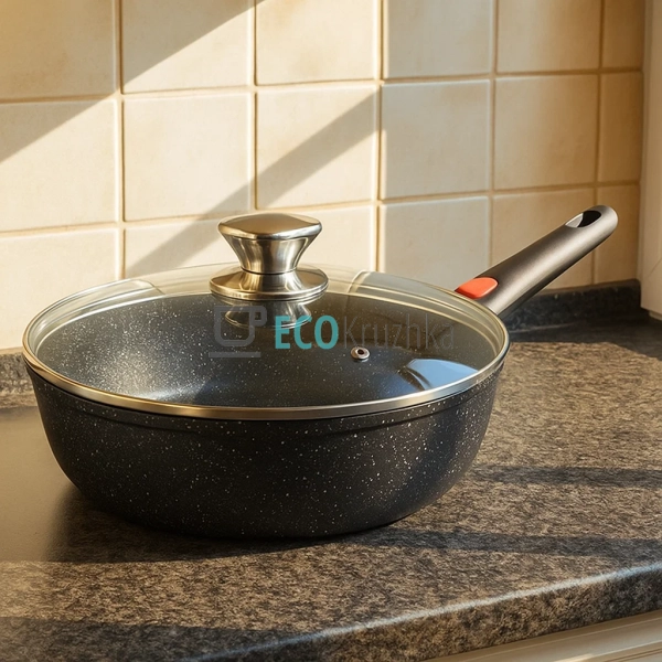 Глибока сковорода 28 см (3.8 л) з кришкою та знімною руч ... Глибока сковорода 28 см (3.8 л) з кришкою та знімною руч ...