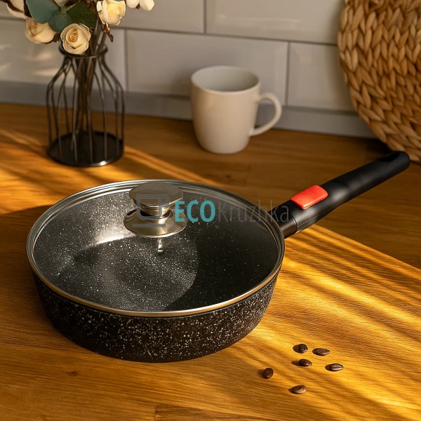 Глибока сковорода 24 см (2.4 л) з кришкою та знімною руч ... Глибока сковорода 24 см (2.4 л) з кришкою та знімною руч ...