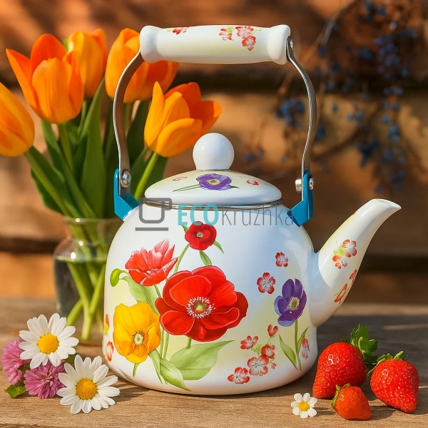 Чайник Емальований 2 л Маковий букет (1/L) Чайник Емальований 2 л Маковий букет (1/L)