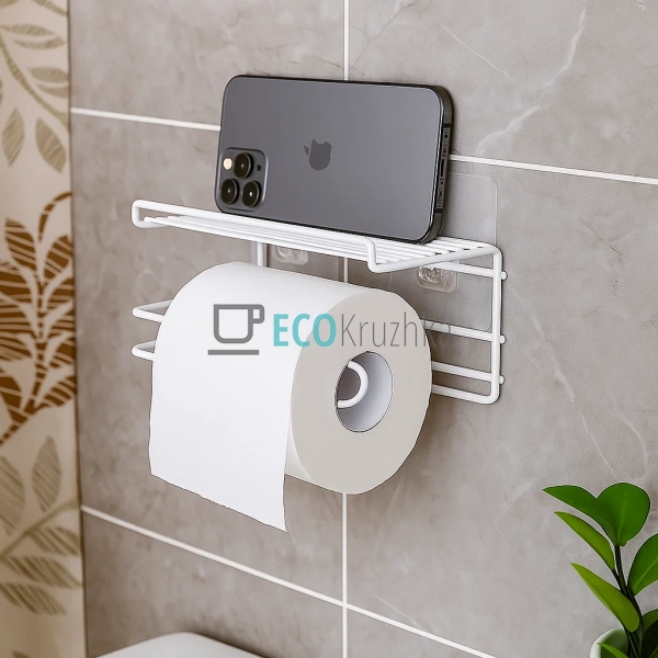 Полиця з тримачем настінна 20х10х9см Біла (JZ2382)