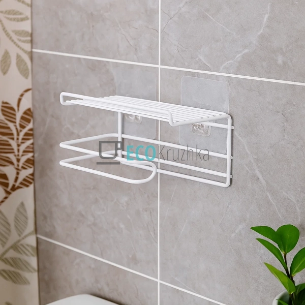 Полиця з тримачем настінна 20х10х9см Біла (JZ2382)