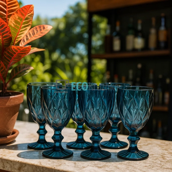 Набір келихів для вина з кольорового скла 320 мл Кобальт ... Набір келихів для вина з кольорового скла 320 мл Кобальт ...