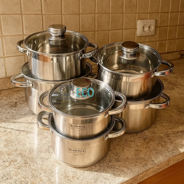 Набір посуду нержавіюча сталь 12 предметів Edenberg EB-4 ... Набір посуду нержавіюча сталь 12 предметів Edenberg EB-4 ...