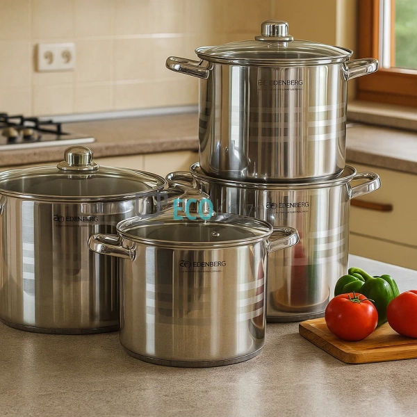 Набір каструль з нержавіючої сталі 8 предметів з кришкам ... Набір каструль з нержавіючої сталі 8 предметів з кришкам ...