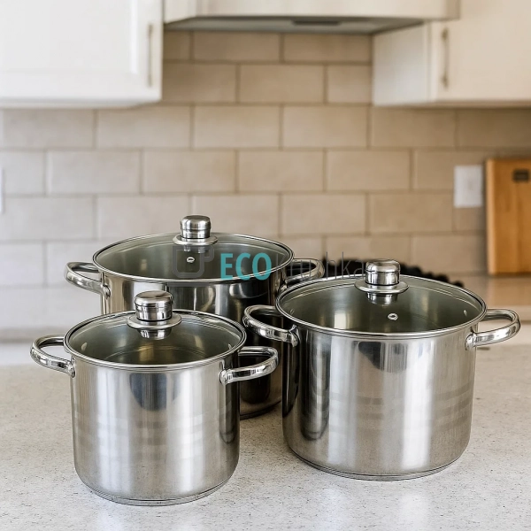 Набір каструль з нержавіючої сталі 6 предметів з кришкам ... Набір каструль з нержавіючої сталі 6 предметів з кришкам ...