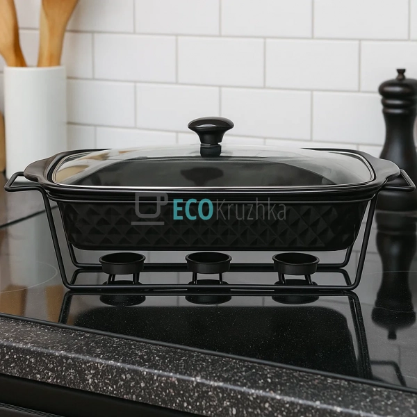 Марміт керамічний прямокутний 1.1л зі скляною кришкою на ... Марміт керамічний прямокутний 1.1л зі скляною кришкою на ...