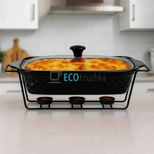 Марміт керамічний прямокутний 41см 3л зі скляною кришкою ... Марміт керамічний прямокутний 41см 3л зі скляною кришкою ...