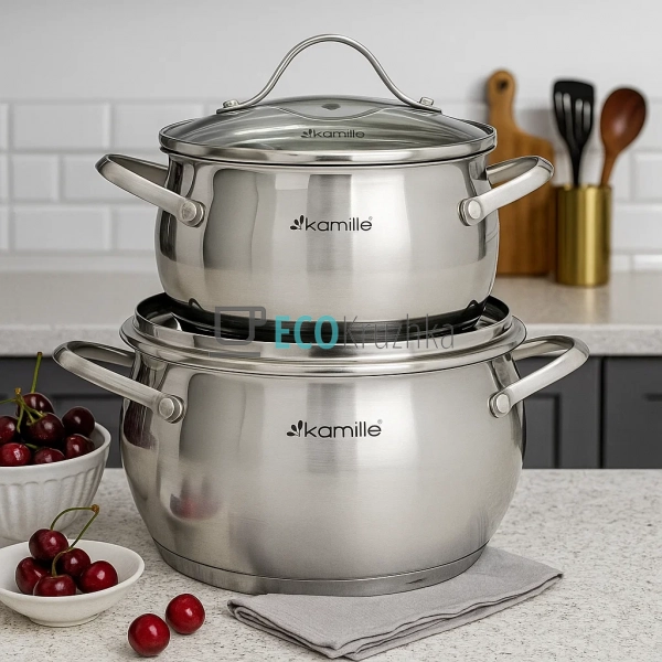 Набір каструль з нержавіючої сталі 4 предмети з кришками ... Набір каструль з нержавіючої сталі 4 предмети з кришками ...