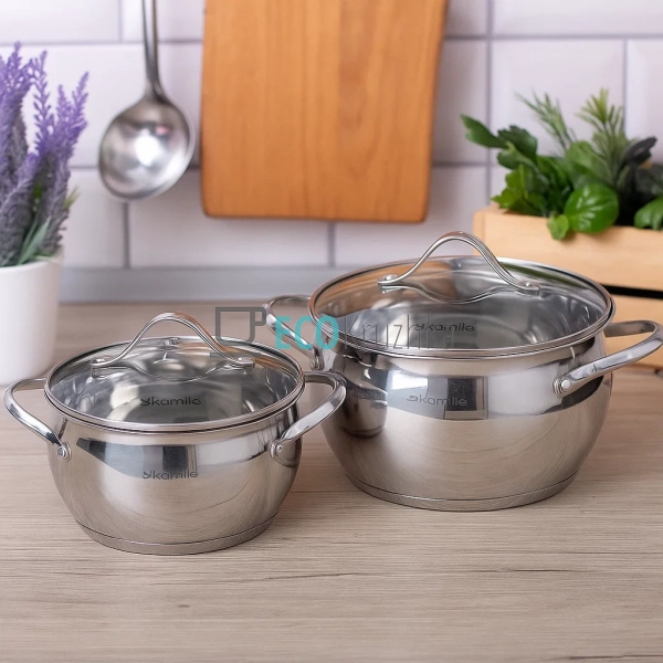Набір каструль з нержавіючої сталі 4 предмети з кришками ... Набір каструль з нержавіючої сталі 4 предмети з кришками ...
