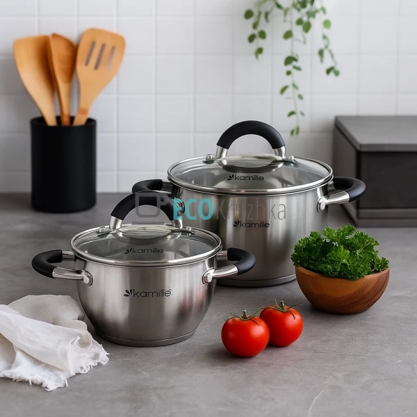 Набір каструль з нержавіючої сталі 4 предмети з кришками ... Набір каструль з нержавіючої сталі 4 предмети з кришками ...