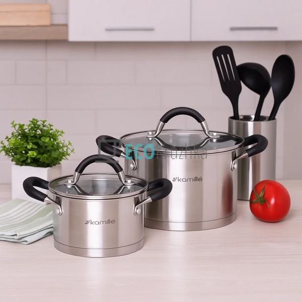 Набір каструль з нержавіючої сталі 4 предмети з кришками ... Набір каструль з нержавіючої сталі 4 предмети з кришками ...