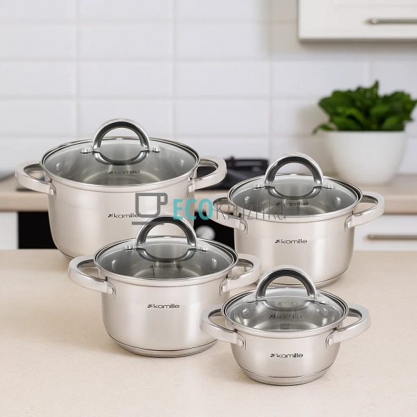 Набір каструль з нержавіючої сталі 8 предметів з кришкам ... Набір каструль з нержавіючої сталі 8 предметів з кришкам ...