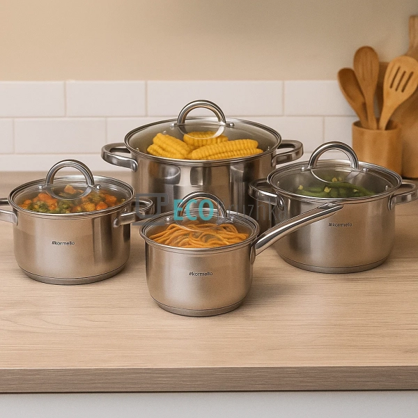 Набір посуду з нержавіючої сталі 8 предметів з кришками ... Набір посуду з нержавіючої сталі 8 предметів з кришками ...