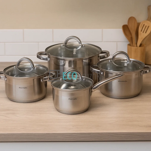 Набір посуду з нержавіючої сталі 8 предметів з кришками ... Набір посуду з нержавіючої сталі 8 предметів з кришками ...