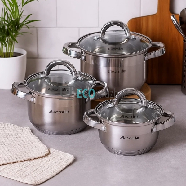 Набір каструль з нержавіючої сталі 6 предметів з кришкам ... Набір каструль з нержавіючої сталі 6 предметів з кришкам ...
