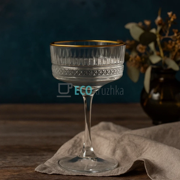 Набір 4 шт келихів для шампанського 260 мл Золотий обідо ... Набір 4 шт келихів для шампанського 260 мл Золотий обідо ...