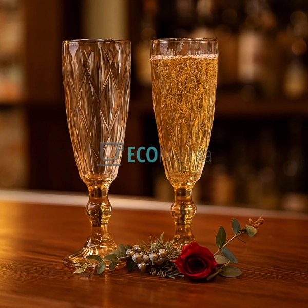 Набір келихів для шампанського з кольорового скла 6шт Gl ... Набір келихів для шампанського з кольорового скла 6шт Gl ...