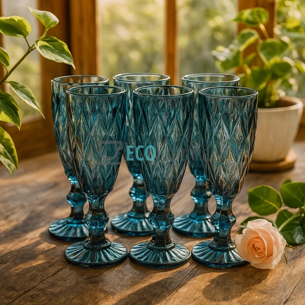 Набір келихів для шампанського з кольорового скла 6 шт G ... Набір келихів для шампанського з кольорового скла 6 шт G ...