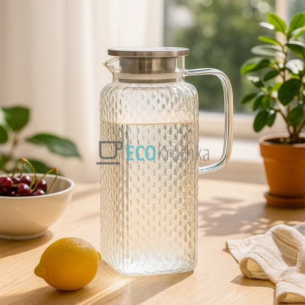 Глечик для води з кришкою 2л Прозорий Edenberg EB-19585