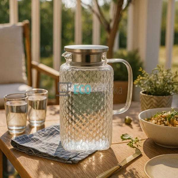 Глечик для води з кришкою 1.6л Прозорий Edenberg EB-1958 ...