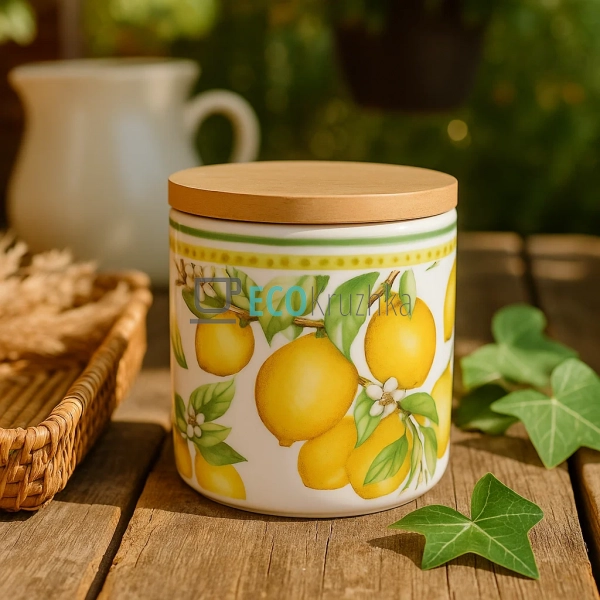Порцелянова банка 460 мл Сицилійський лимон — баночка з ... Порцелянова банка 460 мл Сицилійський лимон — баночка з ...