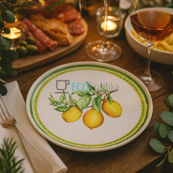 Порцелянова обідня тарілка 25 см Сицилійський лимон — кр ...