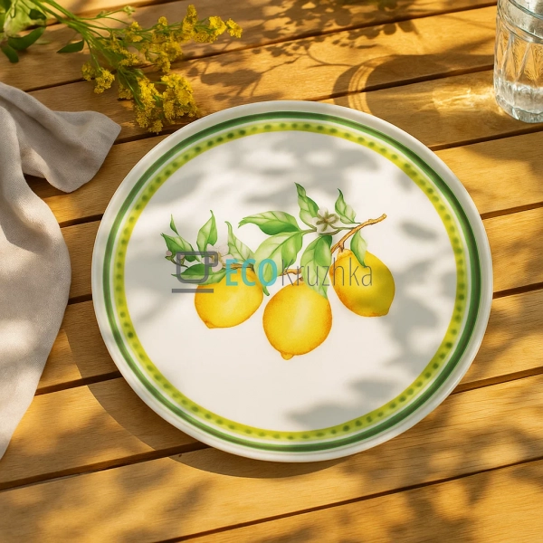 Порцелянова обідня тарілка 25 см Сицилійський лимон — кр ...