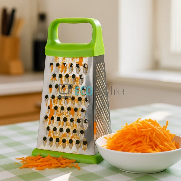 Терка 22 см з нержавіючої сталі з пластиковою ручкою і а ... Терка 22 см з нержавіючої сталі з пластиковою ручкою і а ...