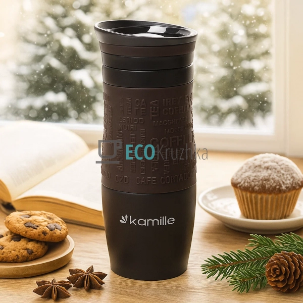 Термокружка Kamille 380 мл з нержавіючої сталі з TPR-вст ... Термокружка Kamille 380 мл з нержавіючої сталі з TPR-вст ...
