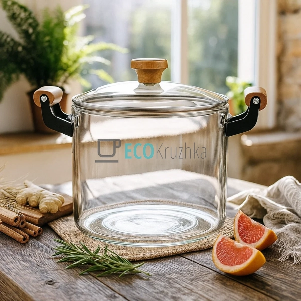 Жароміцна скляна каструля з кришкою, 5 літрів HO_PE (888 ... Жароміцна скляна каструля з кришкою, 5 літрів HO_PE (888 ...