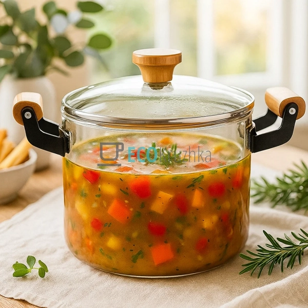 Жароміцна скляна каструля з кришкою, 5 літрів HO_PE (888 ... Жароміцна скляна каструля з кришкою, 5 літрів HO_PE (888 ...