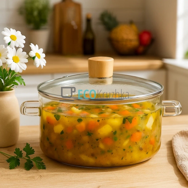 Каструля для варіння з боросилікатного скла, 2.8 л, з пр ... Каструля для варіння з боросилікатного скла, 2.8 л, з пр ...