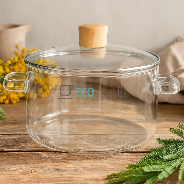 Каструля для варіння з боросилікатного скла, 2.8 л, з пр ... Каструля для варіння з боросилікатного скла, 2.8 л, з пр ...