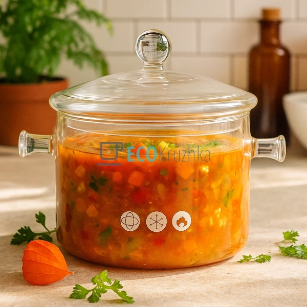 Кастрюля 2 л, боросилікатне скло Прозора Edenberg (EB-19 ... Кастрюля 2 л, боросилікатне скло Прозора Edenberg (EB-19 ...