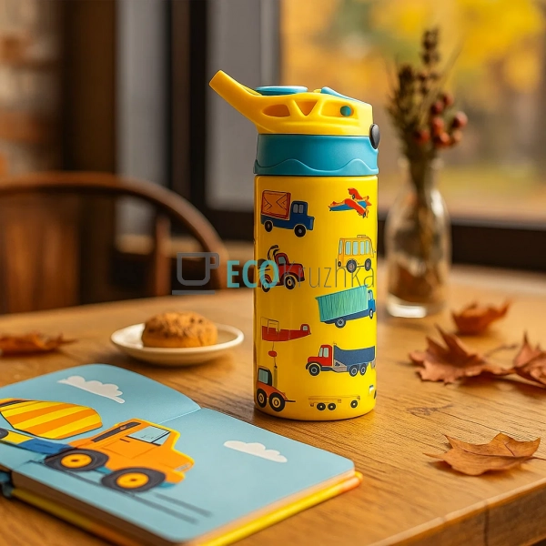 Термос дитячий поїлка з трубочкою 300 мл Жовта (MT-3453F ...