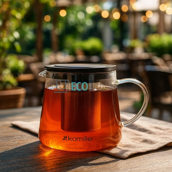 Заварювальний скляний чайник 1500 мл із пластмасовою кри ...