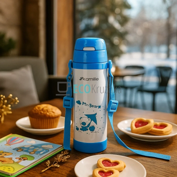 Дитяча термо-поїлка з трубочкою Kamille 500мл з нержавію ...