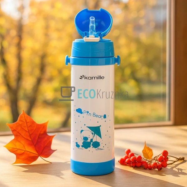 Дитяча термо-поїлка з трубочкою Kamille 500мл з нержавію ...