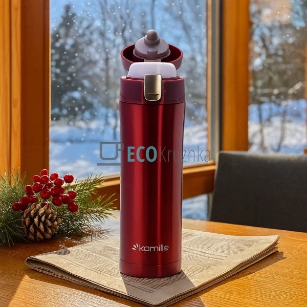 Термокружка Kamille 450мл з нержавіючої сталі Червоний E ... Термокружка Kamille 450мл з нержавіючої сталі Червоний E ...