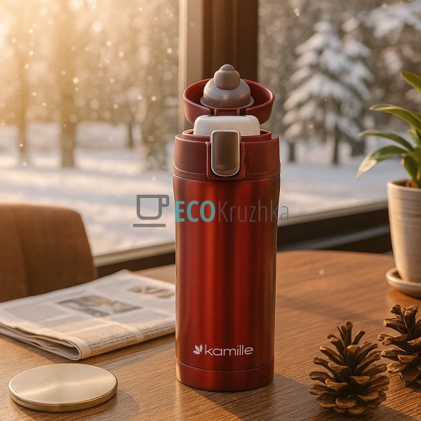 Термокружка Kamille 320мл з нержавіючої сталі Червоний E ... Термокружка Kamille 320мл з нержавіючої сталі Червоний E ...