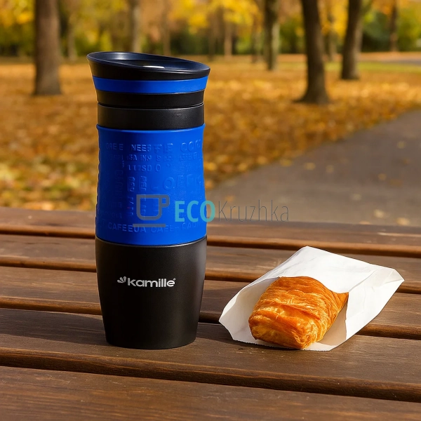 Термокружка Kamille 380 мл з нержавіючої сталі з TPR-вст ... Термокружка Kamille 380 мл з нержавіючої сталі з TPR-вст ...
