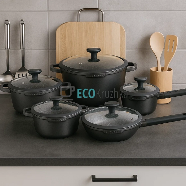 Набір каструль Edenberg 12 предметів з мармуровим антипр ... Набір каструль Edenberg 12 предметів з мармуровим антипр ...