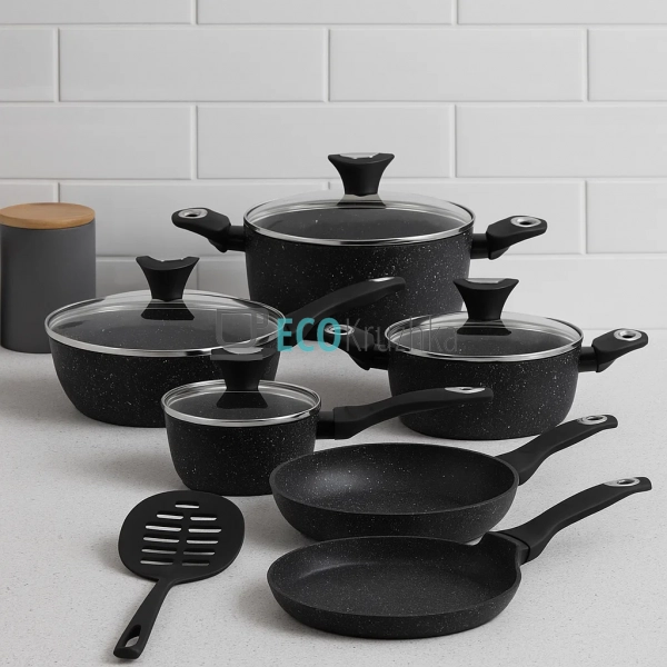 Набір каструль Edenberg 12 предметів з мармуровим антипр ... Набір каструль Edenberg 12 предметів з мармуровим антипр ...
