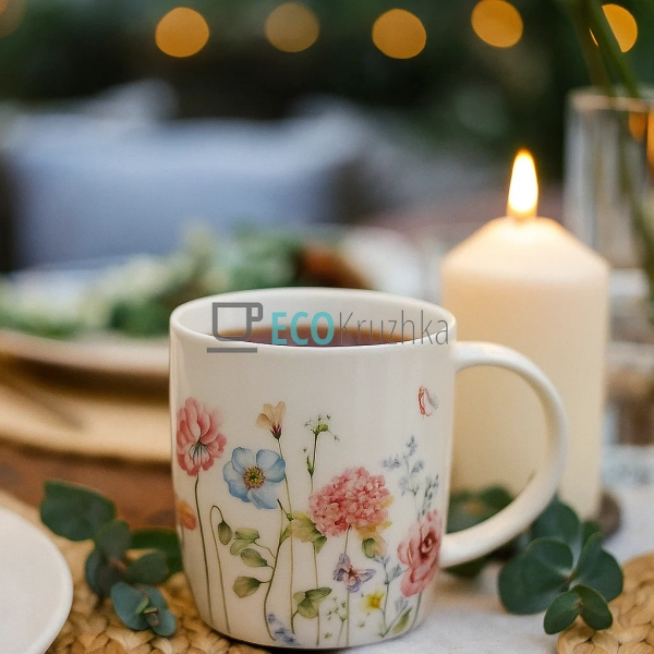 Порцеляновий кухоль Flower Garden 360 мл – біла керамічн ... Порцеляновий кухоль Flower Garden 360 мл – біла керамічн ...