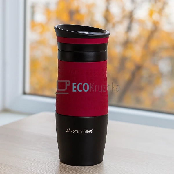 Термокружка Kamille 380 мл з нержавіючої сталі з TPR-вст ... Термокружка Kamille 380 мл з нержавіючої сталі з TPR-вст ...